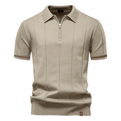 AIOPESON Men's Solid Color Sport Zipper Polo Shirt Athletic Social Polo Shirts for Men Office Slim Fit Polo