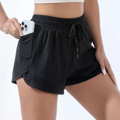 Women's Yoga Shorts - Fitness Running Quick Dry Pants with Elastic Waist