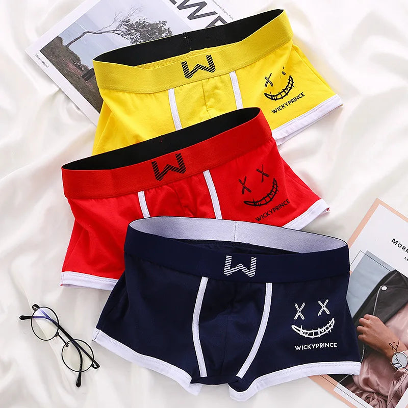 Men Cotton Boxers - Breathable U-Convex Boxer Design, Soft Knit Fabric Underwear Set