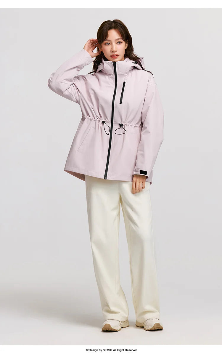 Semir Down Jacket Women 2026 New Two-Piece Three-in-One Outdoor Travel Daily Waterproof Oil-proof Stain-proof Woman Winter Coat
