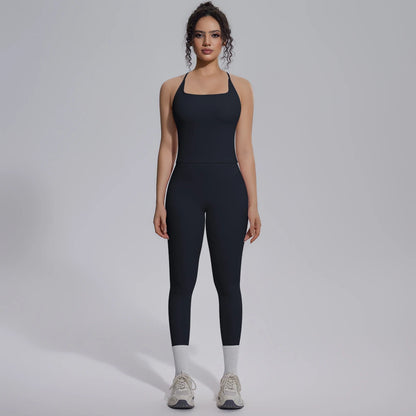 Quick Drying Legging Outdoor Running Yoga Set for Womans High Waisted Push Up Female Pants Gym Sexy Beautiful Back Vest Yoga Set