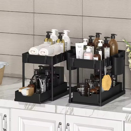 Under-Sink Pull-Out Organizer - Slim Slide-Out Shelf for Kitchen Cabinets - ZOOMNSTORE