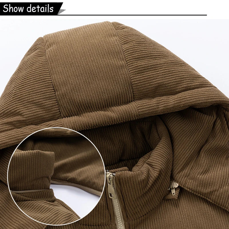 Autumn Winter Men Outdoor Removable Hooded Windbreak Jacket Coats Men Warm Outwear Casual Fashion Solid Parkas Jacket Male Tops