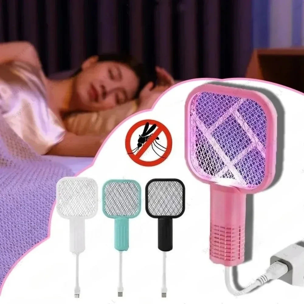2-in-1 USB Mosquito Killer Lamp Electric Mosquito Swatter Purple Light Mosquito Trap Portable Insect Killer for Home Outdoor Cam