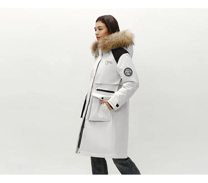Women Goose Down Jacket | Waterproof Winter Coat with Thermal Insulation & Loose Fit Design