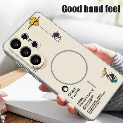 Little Astronaut Magnetic Phone Case For Samsung Galaxy S25 S26 Ultra Edge S24 S23 FE A57 A17 A56 A37 A16 A55 A36 A55 Hard Cover
