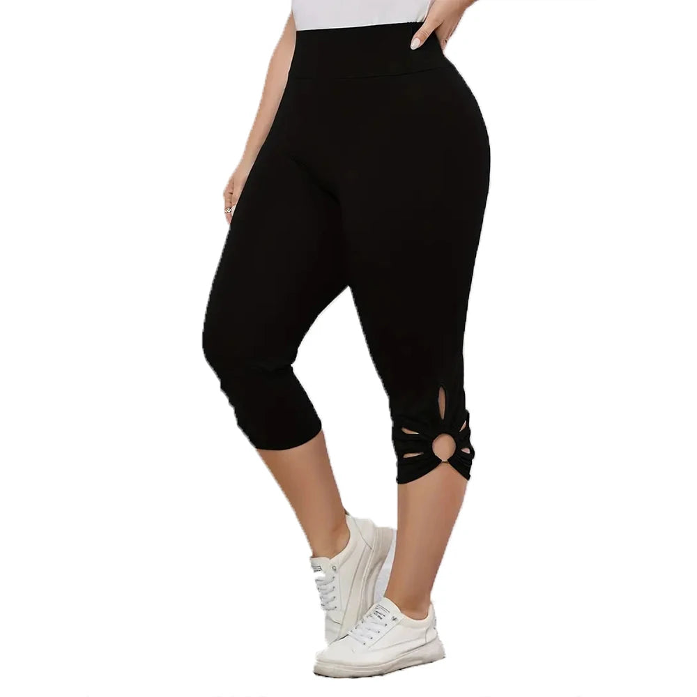 Women's plus Size Stretch Leggings Summer Elastic Waist Seamless Casual Capri Pants Short Length Essential Leggins for Mujer