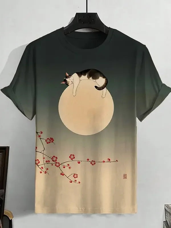 Japanese Art Style Summer 3D Printed Large-sized Men's T-shirt Is Loose and Comfortable Suitable for Daily Wear