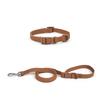 Adjustable Dog Collar Leash Set Waterproof Washable PVC Pet Collars Combo Dirt Resistant Quick Release Buckle Soft Dog Leashes