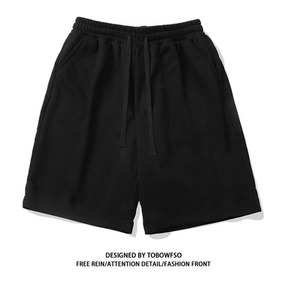 100% Cotton Simple High Street Shorts Men's and Women's Same Summer Loose Five-point Pants White Gray Sports Couple Pants