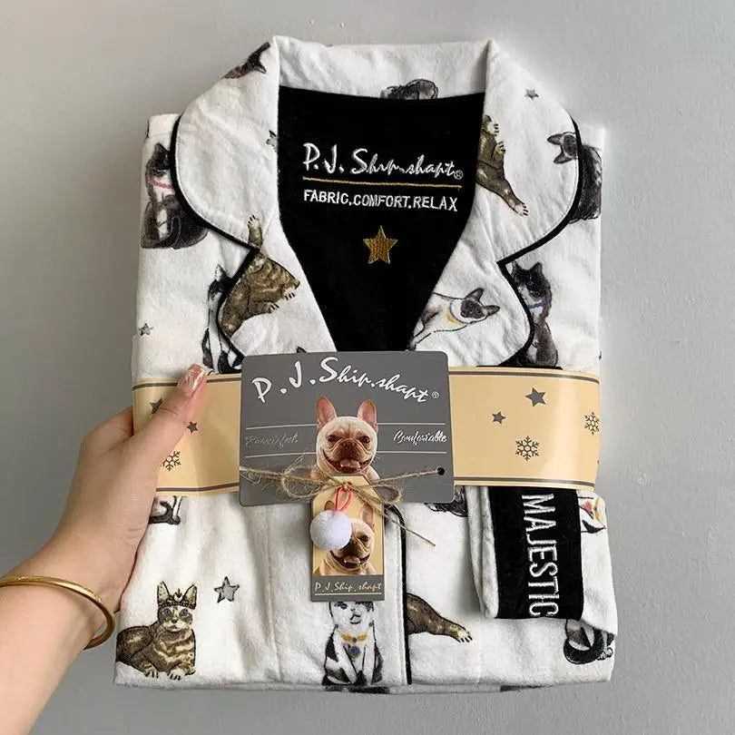 2026 Spring Autumn Winter New Home Clothes Women Cotton Pajamas Suit Cartoon Nightwear Comfort Shirt Pants Gift Loungewear