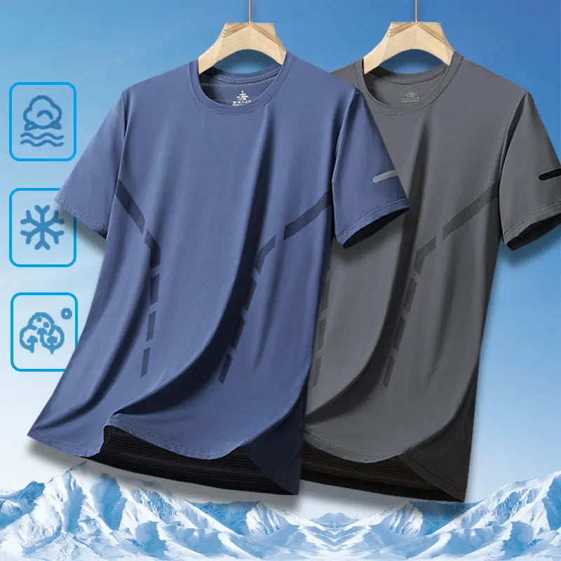 Men's Ice-Silk T-Shirt – Quick-Dry Breathable Round-Neck Tee (Plus Size)