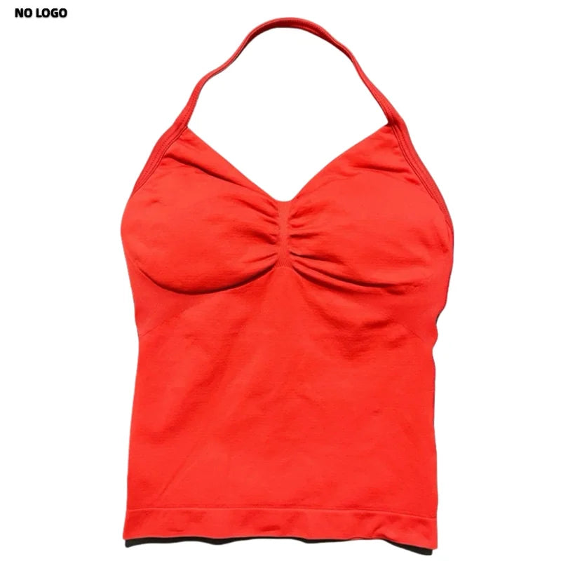 Women Yoga Vest - Longline Strappy Top | Breathable Fitness Tank Top Open Back Halter