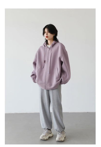 CHIC VEN Women Sweatshirts Hoodies Solid Loose Casual Hooded Female Tops Lady Coat Medium Length Overcoat Spring Autumn 2025