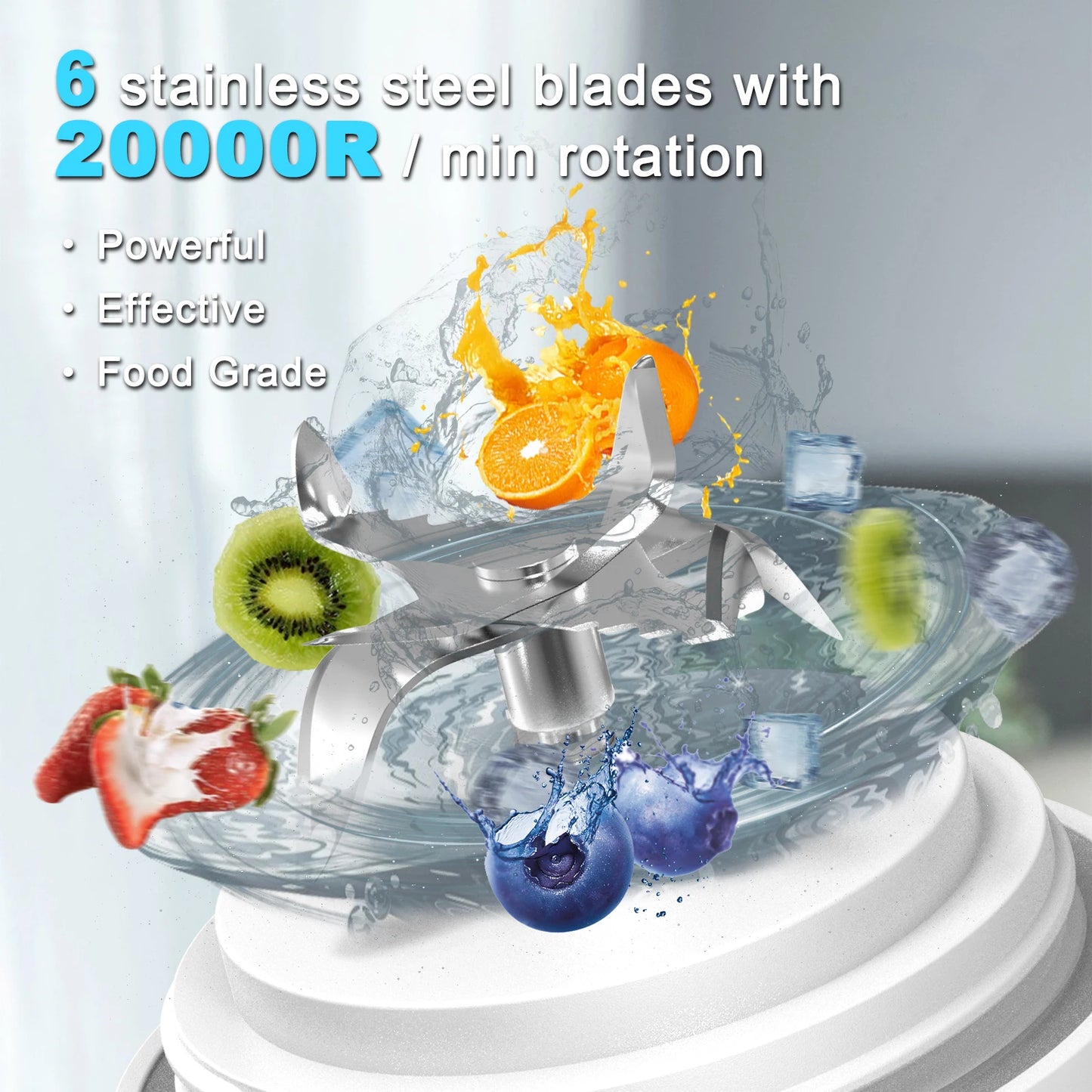 Portable Electric Blender - 600ML USB Rechargeable Fruit Mixer