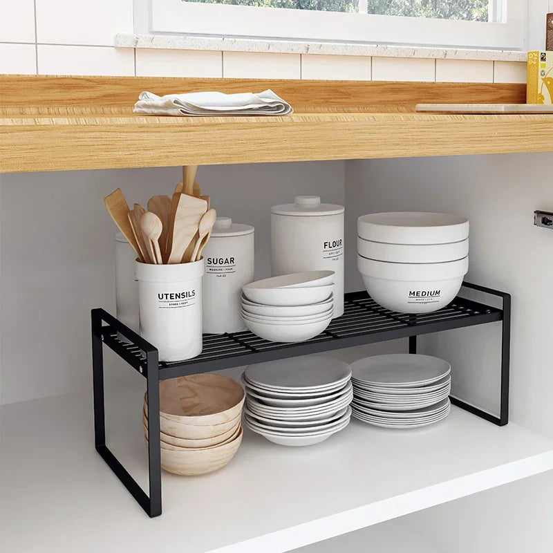 Kitchen Dish Rack - Stainless Steel Stackable Over Sink Shelf & Cutlery Holder