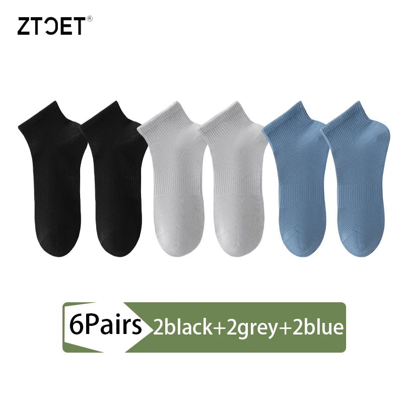 High Quality 6Pairs Men Socks Short Combed Cotton Mesh Breathable Odor proof and antibacterial Spring Summer for Male sock New