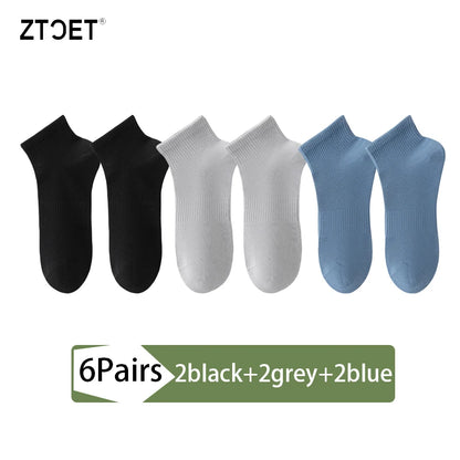 High Quality 6Pairs Men Socks Short Combed Cotton Mesh Breathable Odor proof and antibacterial Spring Summer for Male sock New