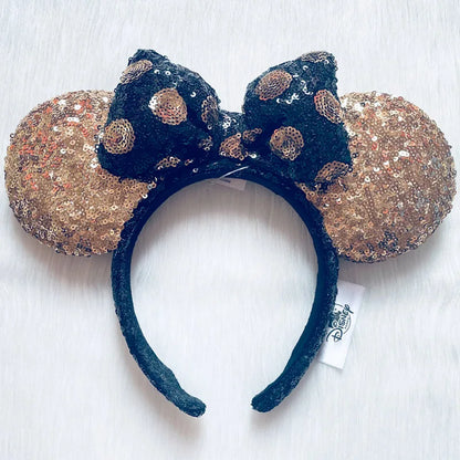 Minnie Mouse Ear Headband - Disney Plush Sequin Accessory for Adults  Kids
