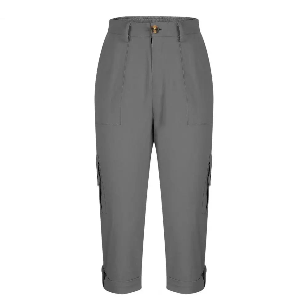 Women's Capris Joggers Mid Rise Cropped Cargo Pants Summer Quick Dry Hiking Pants with Multi Pockets Lightweight Summer Bottoms