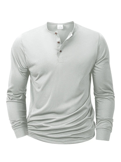 Mens Long Sleeve Henley V-neck Lightweight Long sleeves Casual Cotton Slim Fit Basic Loose Fitness Sports Breathable Top