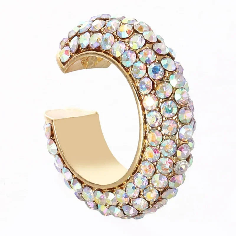 2025 New Fashion Pearl Ear Cuff Bohemia Stackable C Shaped CZ Rhinestone Small Earcuffs Clip Earrings for Women Wedding Jewelry
