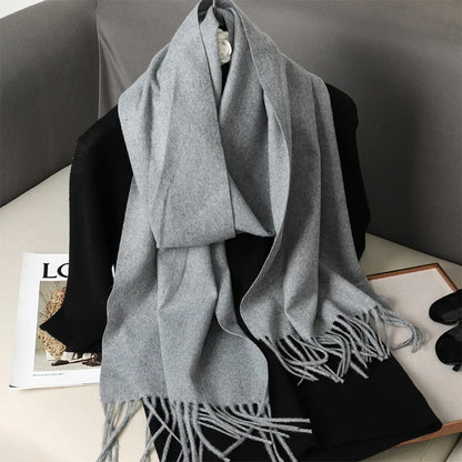 62-Color Cashmere Winter Scarf - Warm Thicken Pashmina Shawl with Tassels