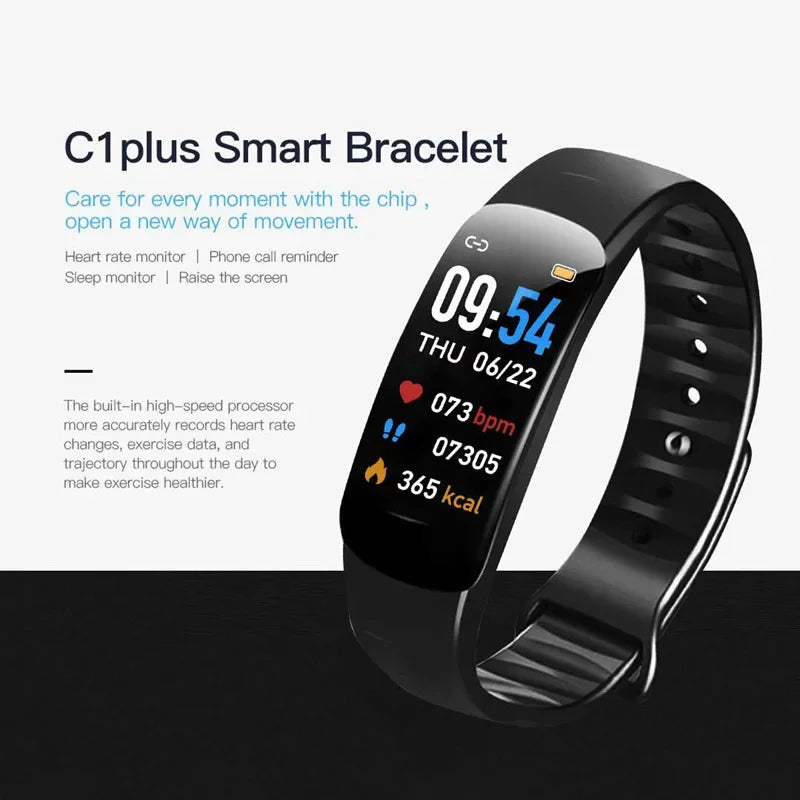 Lenovo Smart Bracelet C1 Plus Bluetooth Fitness Tracker Sports Step Counting Heart Rate Blood Pressure Monitor Waterproof Unisex