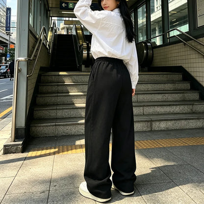 Japanese And Korean Hip Hop Loose Solid Color Wide Leg Pants Women'S Sports Straight Casual Pants Fashion Pants