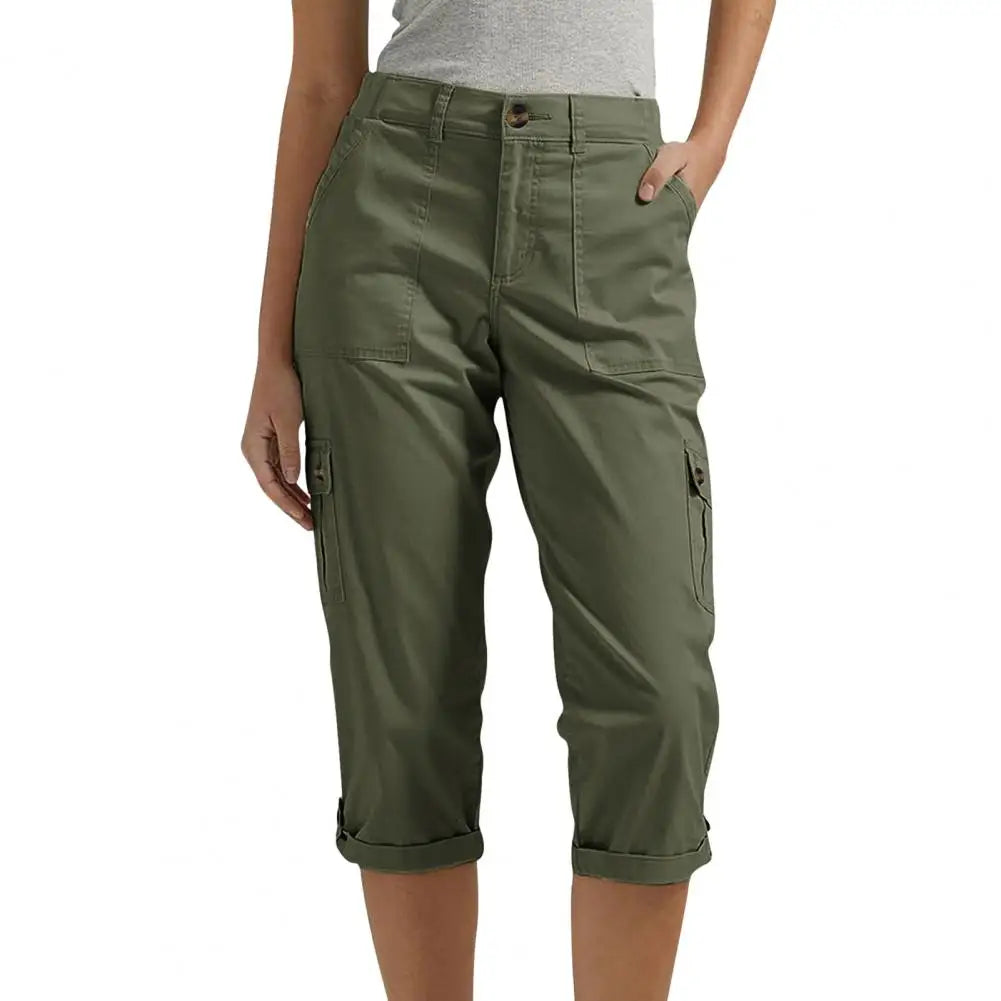 Women's Capris Joggers Mid Rise Cropped Cargo Pants Summer Quick Dry Hiking Pants with Multi Pockets Lightweight Summer Bottoms