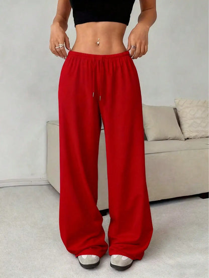 Ladies' Casual Wide Leg Jogging Pants, Drawstring Elastic Waistband, Comfortable Loose Fit, Spring/Summer/Autumn Styles