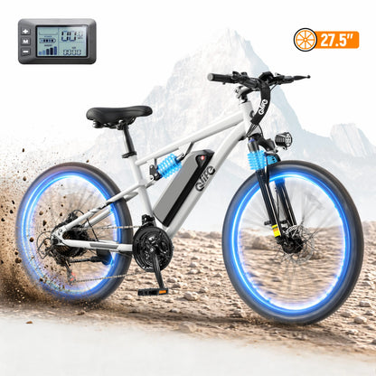Qlife Racer Ultra Electric Bike for Adults, Peak 1200W 48V 10.4Ah,  27.5" Tire Electric Mountain Bike, 28MPH 55 Miles Off-road Electric Bicycle, 21-Speed E-Bicycle with Full Suspension