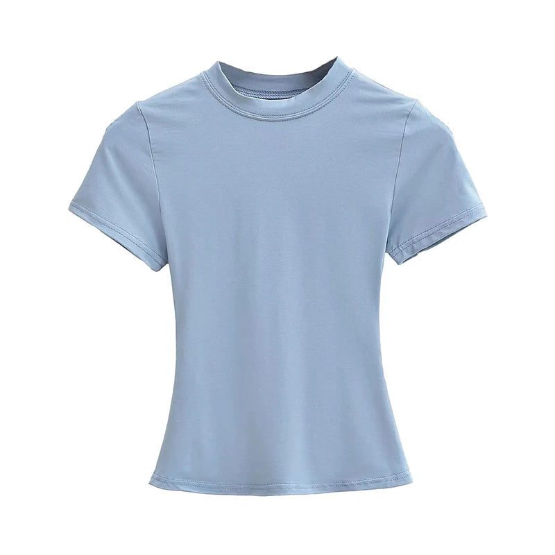 Women's Slim T-Shirt – Casual Solid Y2K Short-Sleeve Top