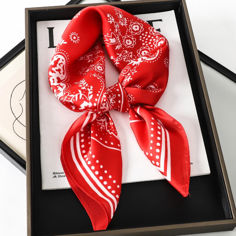 Luxury Silk Plaid Scarf - Soft Satin Neck Hair Tie for Women Foulard Hijab 2021