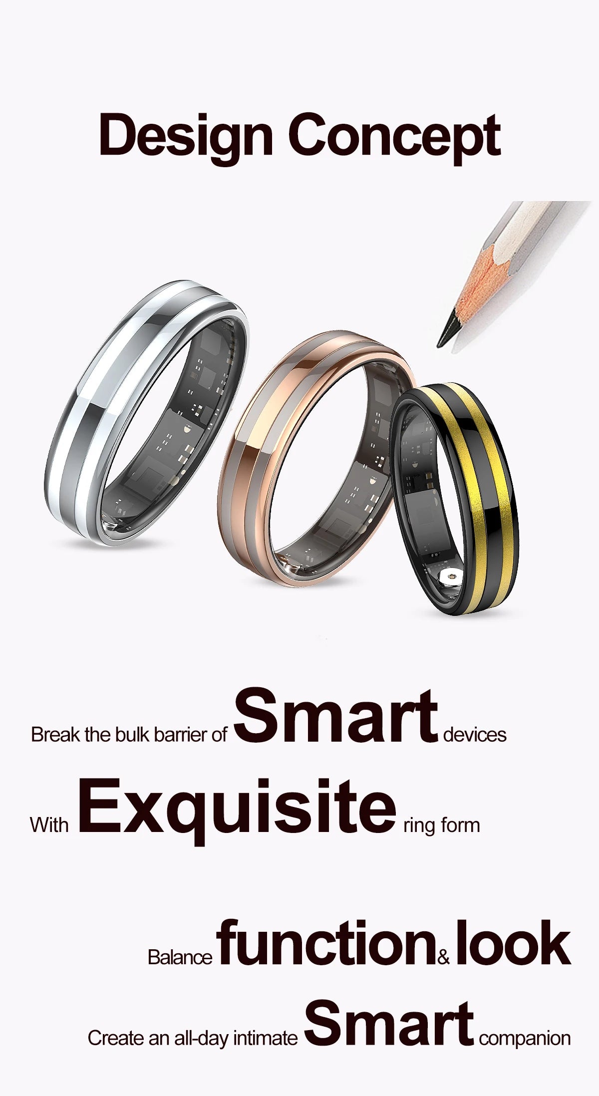 Fashion Smart Ring Health Monitor Sleep Tracker Step Calorie Counter Lightweight Waterproof Smart Jewelry Gift