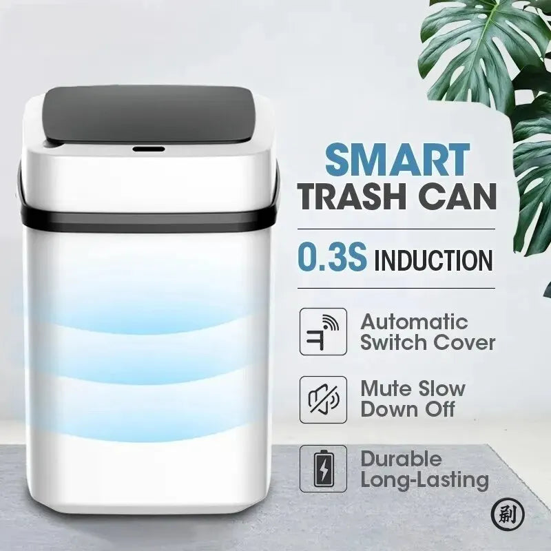 Smart Touch Trash Can - 13L Kitchen and Bathroom Waste Bin