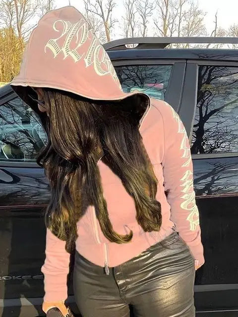 Fashion Women's Monochrome Monogrammed Kepeng Hoodie Long-Sleeved Sweater Autumn New Europe And the United States Style