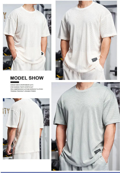 Men Gym Muscle Shirt - Quick Dry Workout Tee, Loose Fit Running & Training Top
