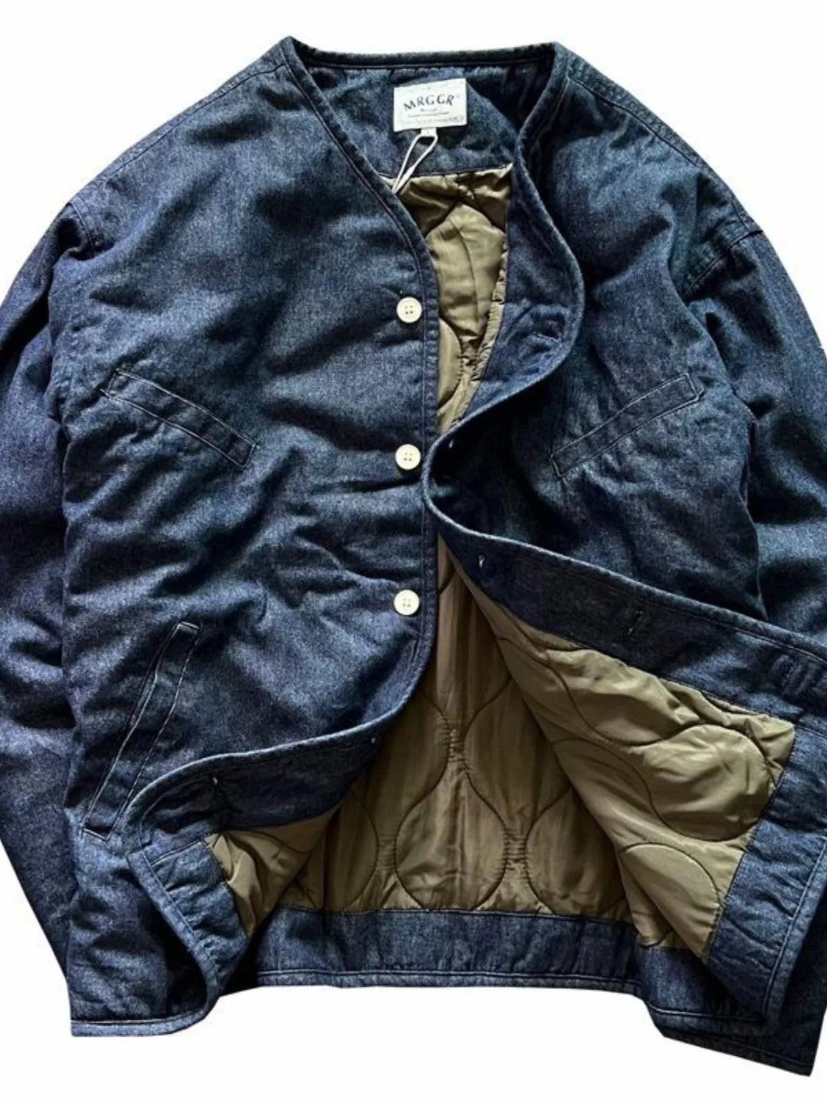 Retro Japanese Sle Thi Warm Autumn Winter Cotton Jaet Casual Versatile Denim Outerwear Stand Collar Men's Clothing