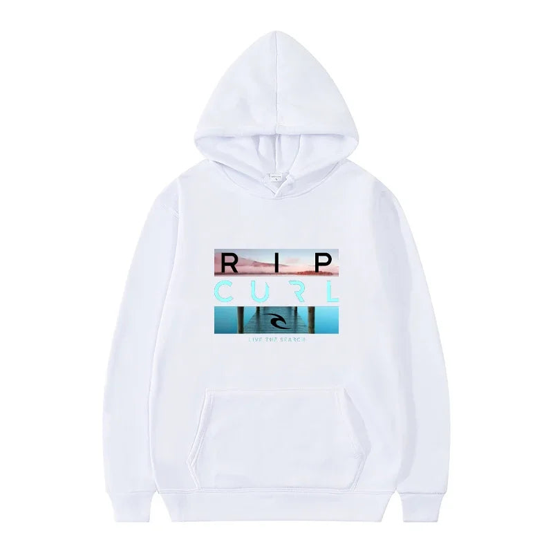 Men's hooded black casual street style sports shirt  suitable for surfing enthusiasts and fashion enthusiasts
