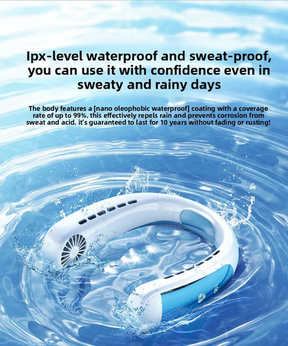 Sports Neck Hanging Cooling Small Fan Portable Neck Hanging Digital Display Strong Wind Silent Bladeless Charging Small Fan
