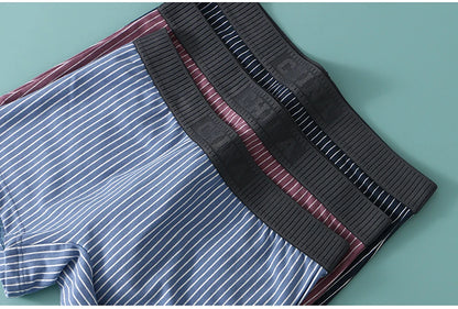 3PCS/Pack 100% Cotton Soft Panties Woman Trendy Striped Female Underwear Summer Breathable High Elastic Mid-rise Waist Boyshort