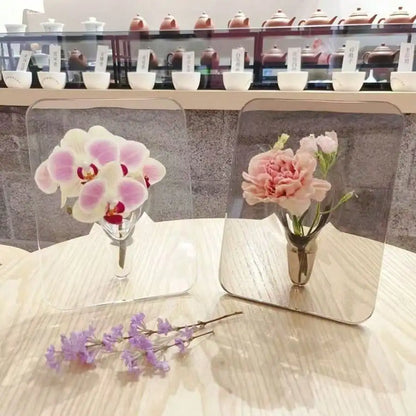 Frame Flower Vase - Clear Acrylic Vase for Flowers, Modern Art Vases for Home Decor, Decorative Vases for Desktops Bookshelf