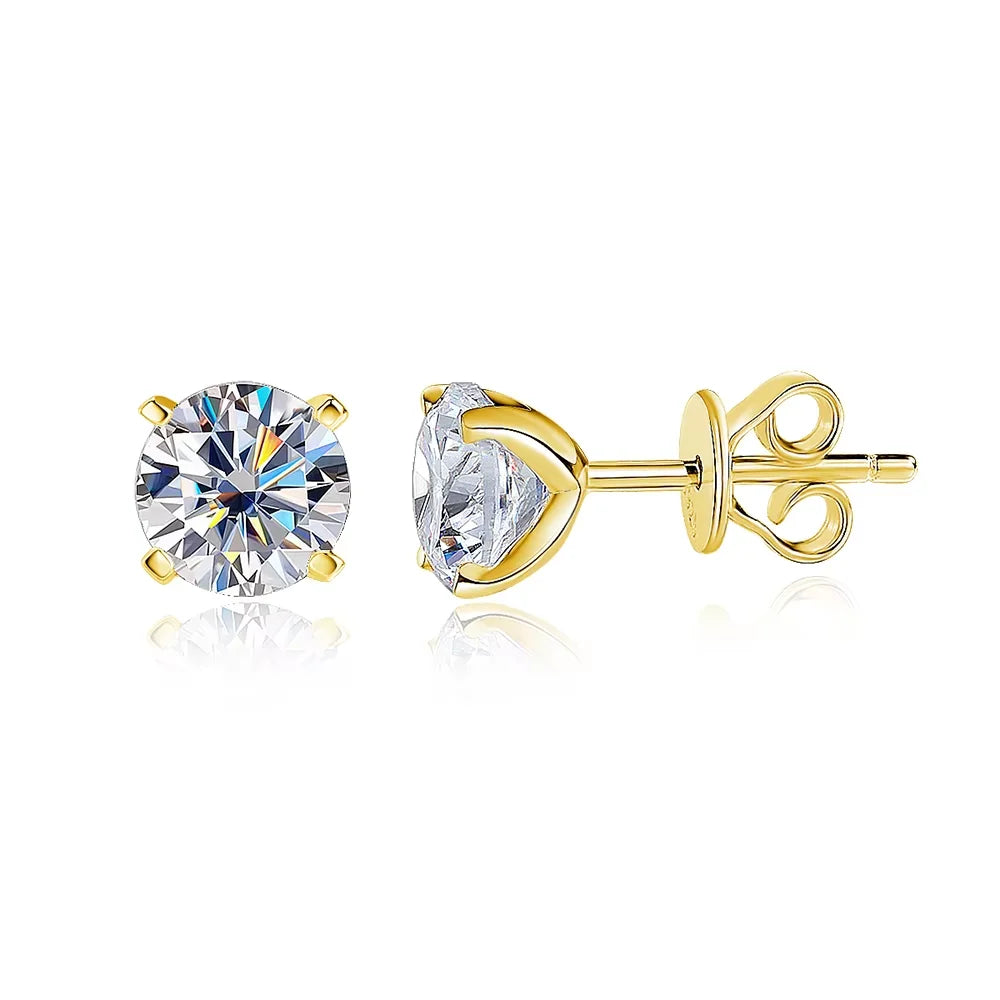 Moissanite Stud Earrings – GRA-Certified 4-Prong, 925 Sterling Silver