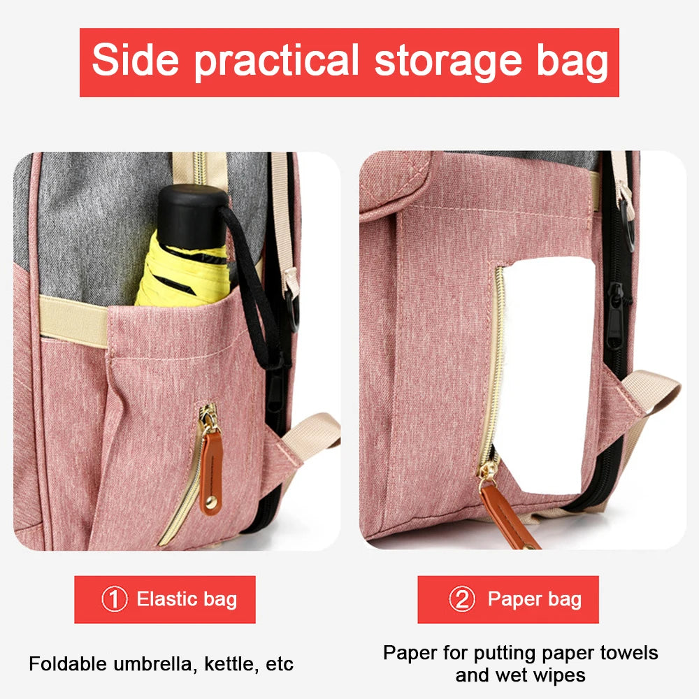 Quality Outdoor Portable Foldable baby Travelling bed backpack mommy bag fashion leisure large capacity infant carrier bag