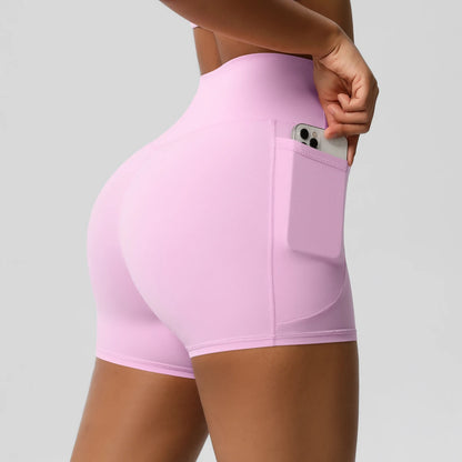 High Waist Workout Shorts – Women Gym Shorts with Pockets, Squat Proof & Quick Drying
