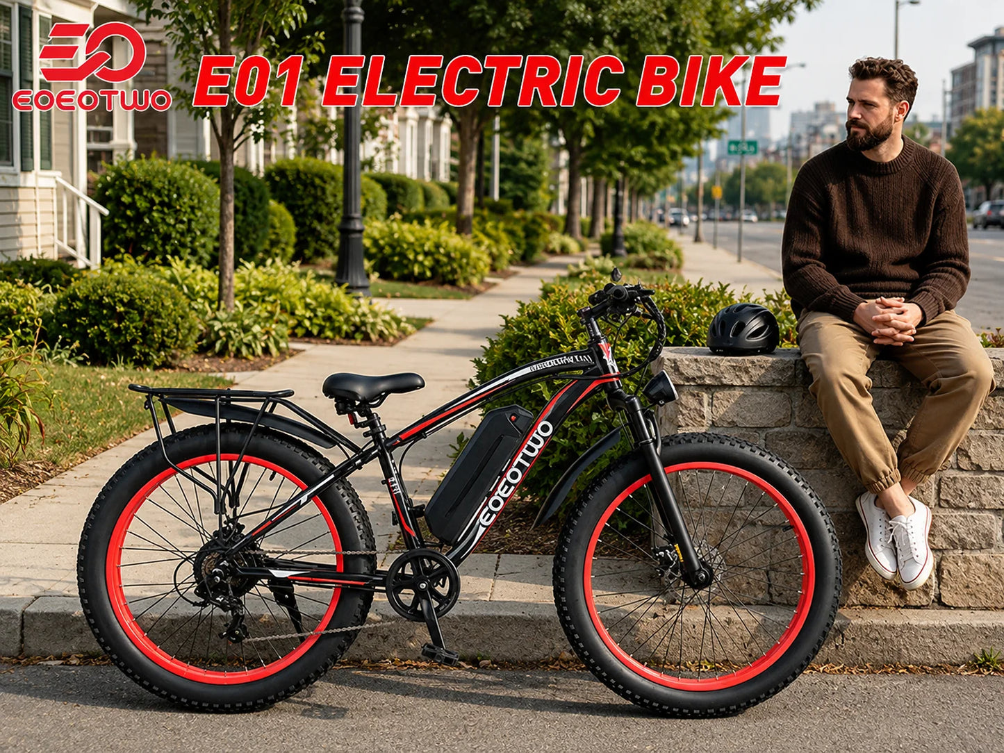 Electric Bike for Adults 1500W Peak, 34MPH 26" Fat Tire Ebike, 48V 15Ah Long Range Battery, All-Terrain Mountain Commuter E-Bike