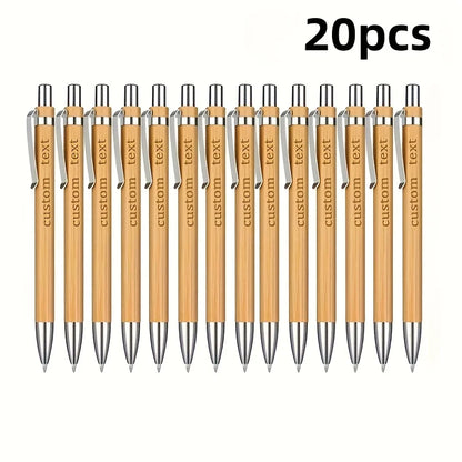 20/50/110PCS Customizable Bamboo Ballpoint Pens Smooth Writing Ideal for School Teachers Offices Advertising Promotional Pens