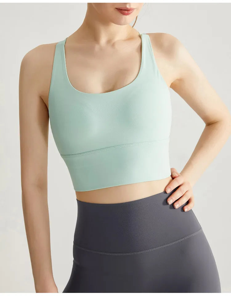 Seamless Sports Bra - Breathable Push Up Running Fitness Crop Top With Rear Buckle
