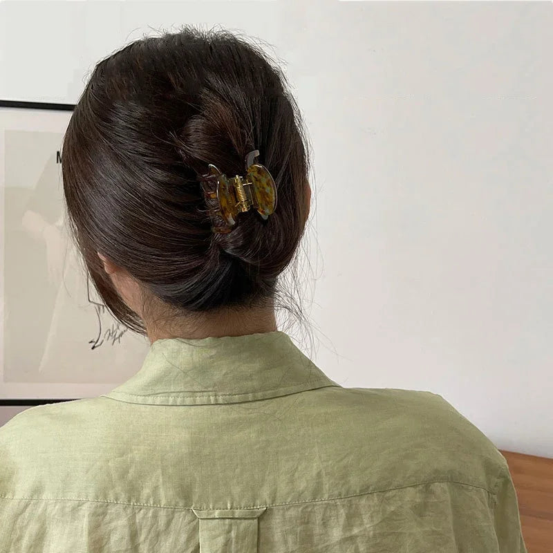 1PC/2PCS Retro Hollowed Out Acetate Grab Clip Elegant Korean Crab Ponytail Braid Grab Clip Accessories for Girls Headwear Gift